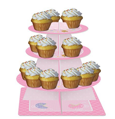 Teddy Bear Baby Pink Cupcake Stand - Creative Converting It's A Girl Gingham Tiered Cupcake (900x800)