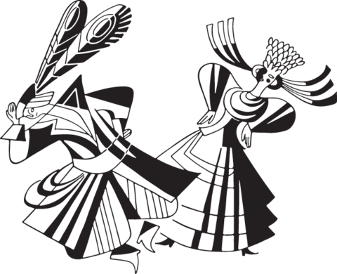Funky Man And Woman Dance - Illustration (480x390)