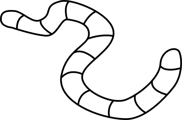 Worm Black And White Clipart (600x395)