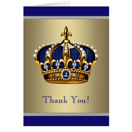 Royal Navy Blue Gold Crown Thank You Cards - Royal Blue And Gold Crown (512x512)