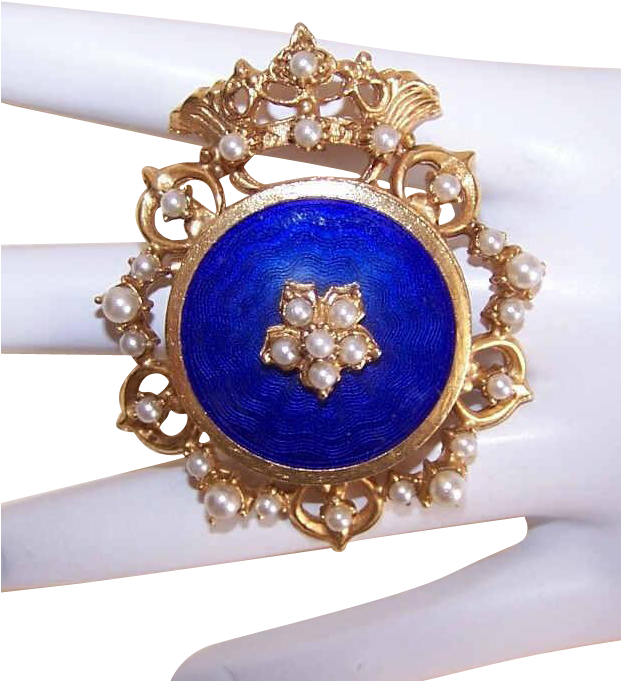 Vintage Florenza "crown Royal" Gold Tone Metal, Faux - Brooch (680x680)