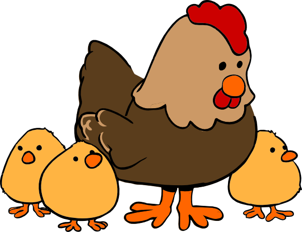 Little Red Hen Clipart Black And White - Chick And Hen Clipart (600x461)