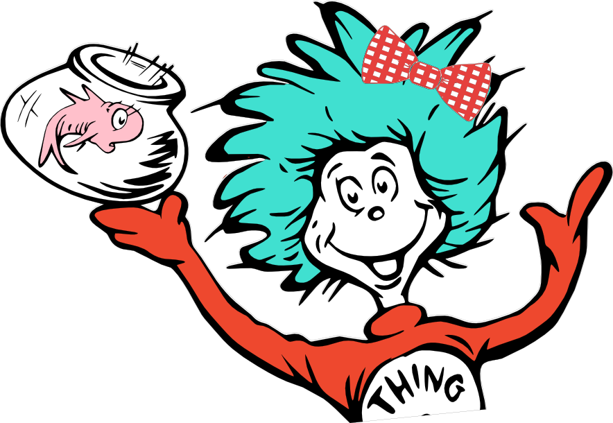 Movies, Personal Use, Thing 2 Half, - Cat In The Hat Sticker (884x610)