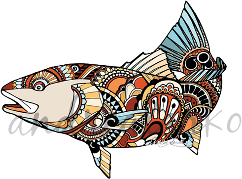 Redfish Pack 6 Stickers - Red Drum (500x500)
