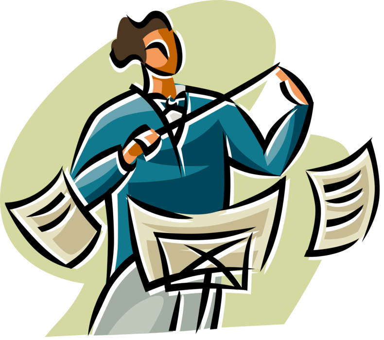 Vector Illustration Of Orchestra Maestro Conductor - Vector Illustration Of Orchestra Maestro Conductor (790x700)