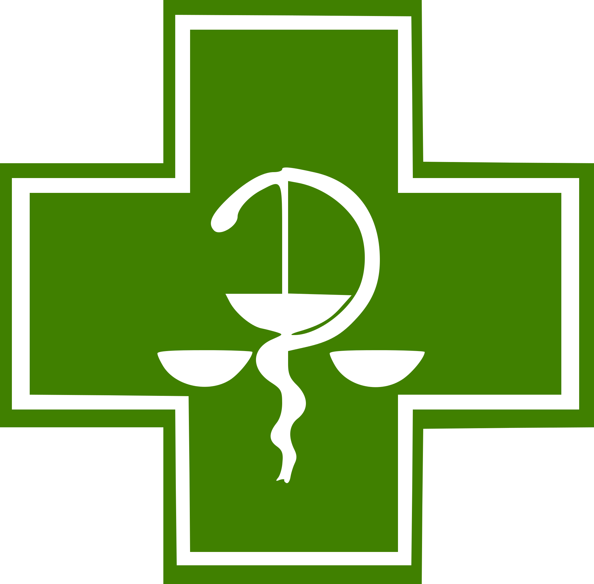 Open - Green Cross Symbol For Pharmacy (2000x1968)