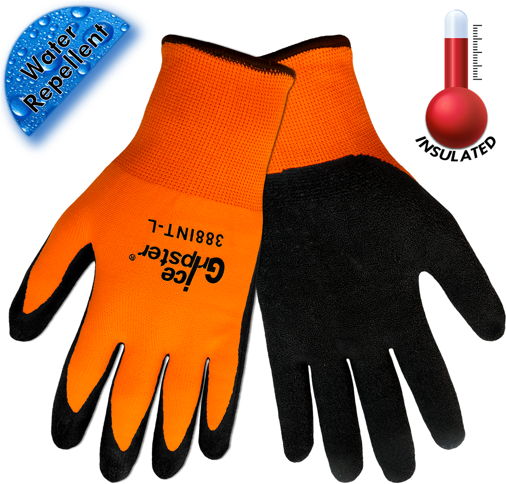 Ice Gripster 388int Cold Weather Work Gloves - Global Glove 300int Ice Gripster, High Visibility, (1000x1000)