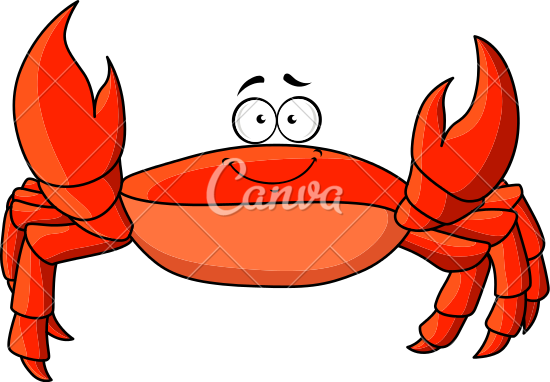 Cartoon Red Crab With Upward Claws - Crab (550x382)