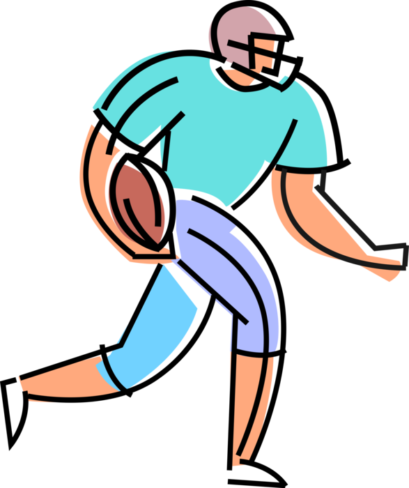Vector Illustration Of Football Running Back Player - Vector Illustration Of Football Running Back Player (587x700)