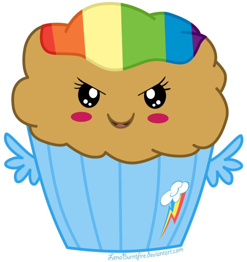 Rainbow Dash Cupcake By Lenaburntfire - Rainbow Dash Cupcake By Lenaburntfire (880x938)