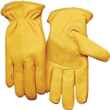 Kinco Unlined Premium Grain Cowhide Leather Driver - Mens Yellow Leather Gloves (380x390)