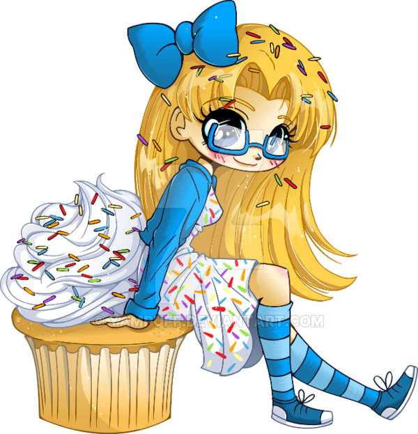 Very Vanilla Cupcake Girl By Yampuff - Cupcake Chibi Girl (600x623)