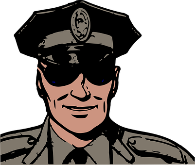 Cop Glasses Law Man Police Retro Sunglasse - Police Clipart (401x340)