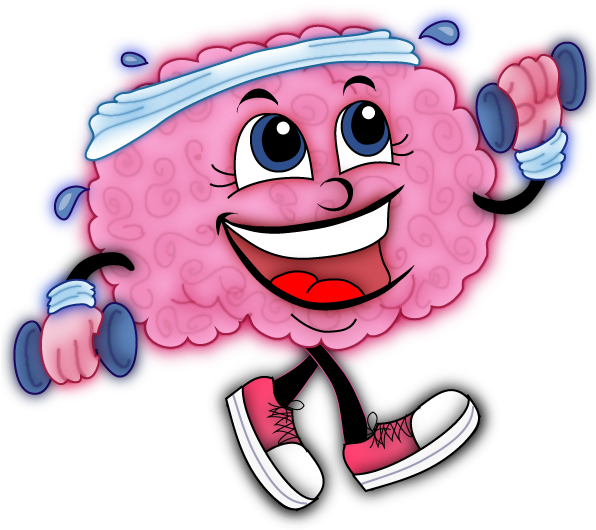 Brain Exercise Picture Vertical - Cartoon Brain Exercising (595x842)