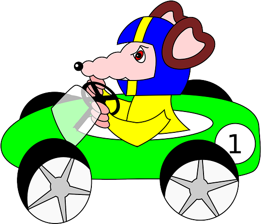 Rat, Car, Racing Car, Green, Cartoon - Gambar Mobil Balap Kartun (640x461)