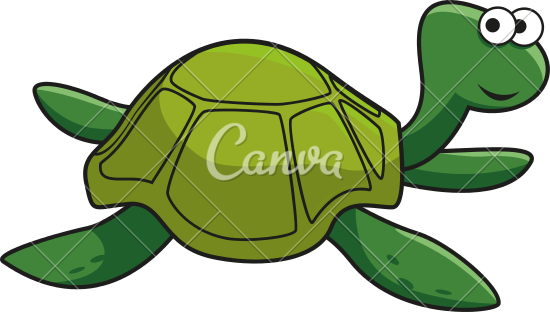 Cartoon Smiling Green Turtle Character - Cartoon Turtle White Background (550x312)