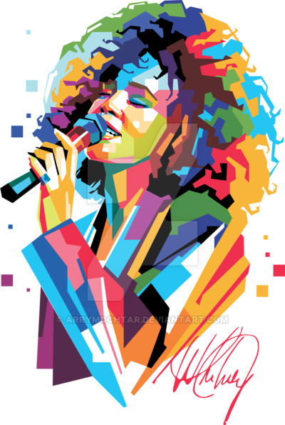 Whitney Houston In Popart Portrait Wpap Design By Arrymochtar - Whitney Houston Pop Art (400x595)