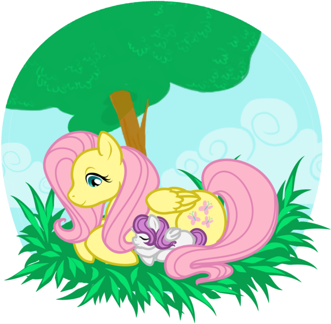 Fluttershy And Her Little Girl By Sapphireiceangel - Illustration (900x713)