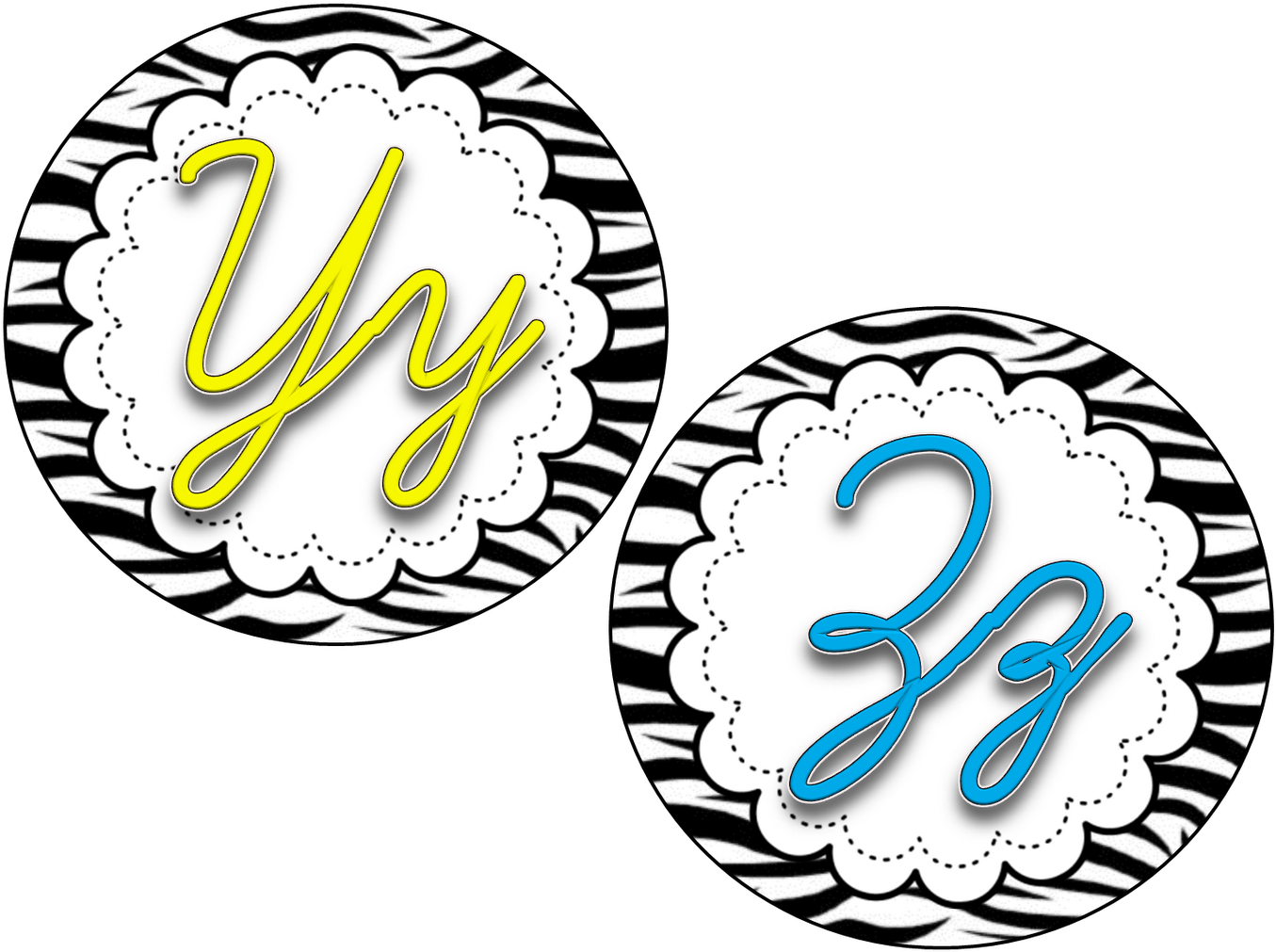{bright Cursive Letters} {zebra Cursive Letters} - Circle (1600x1327)