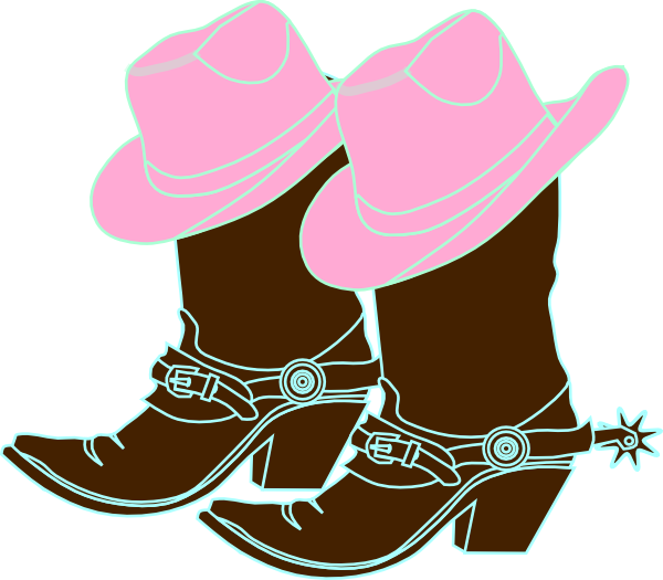 How To Set Use 2 Girl Cowboys Svg Vector - Pink Cowgirl Boots Clipart (600x525)