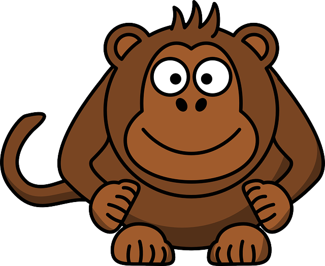 Monkey Head Laughing Sitting Primate Carto - Cartoon Monkey (640x524)