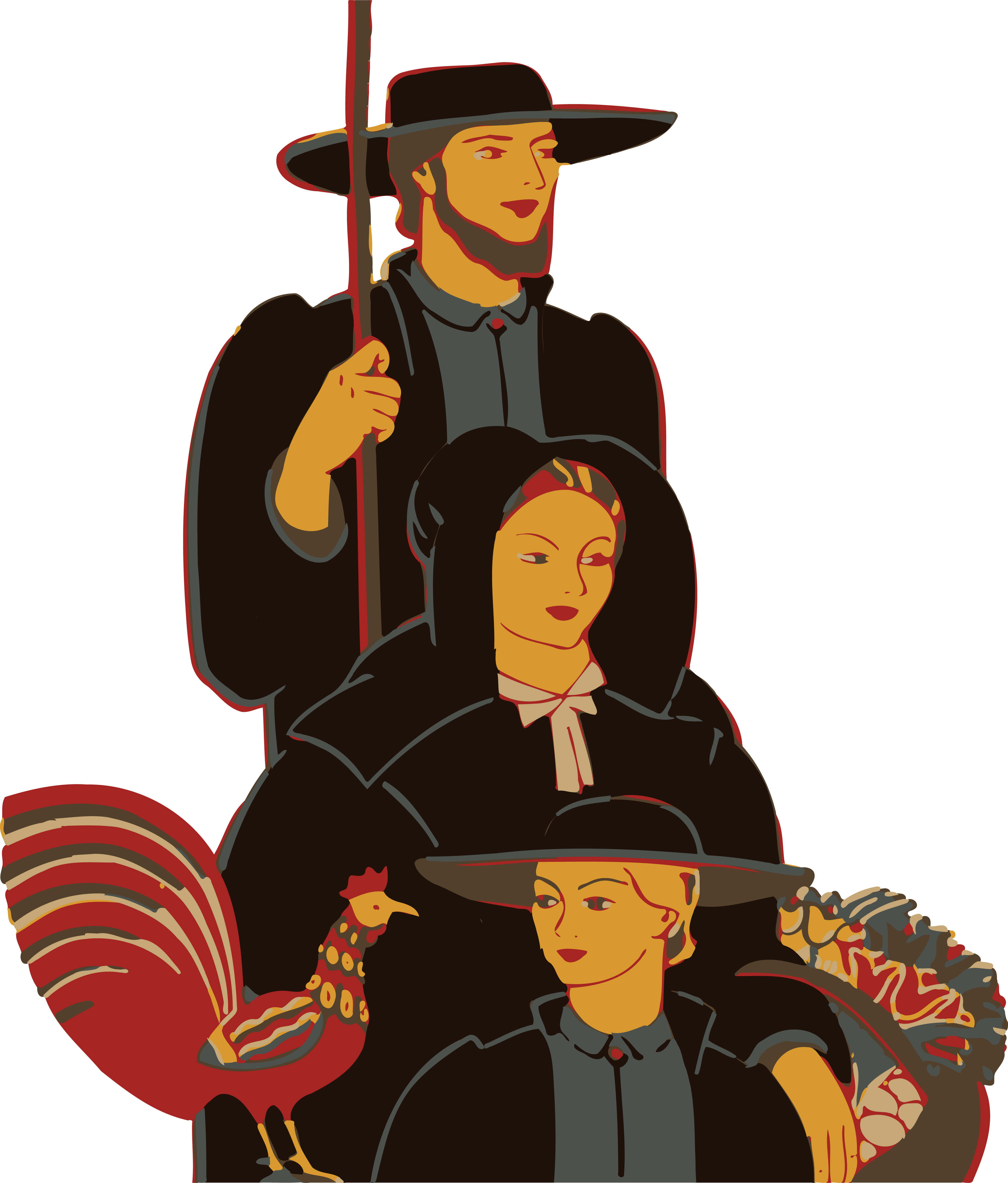 Free Clipart Of A Retro Amish Family With A Chicken - Amish Clipart (4000x4693)