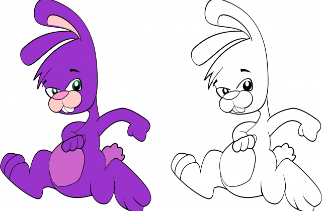 Cc66cc - กระต่าย การ์ตูน ขาว ดำ (640x420)