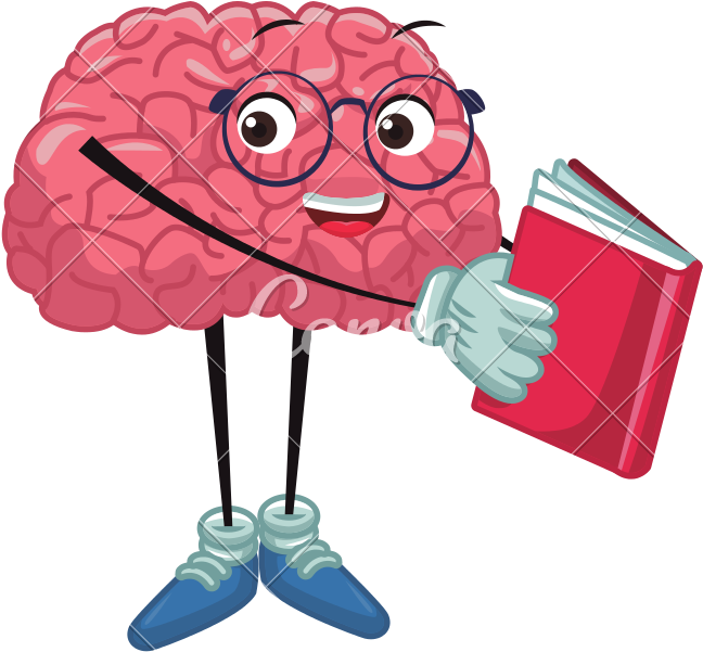 Cute Brain Reading Cartoon Vector - Cute Brain (800x800)
