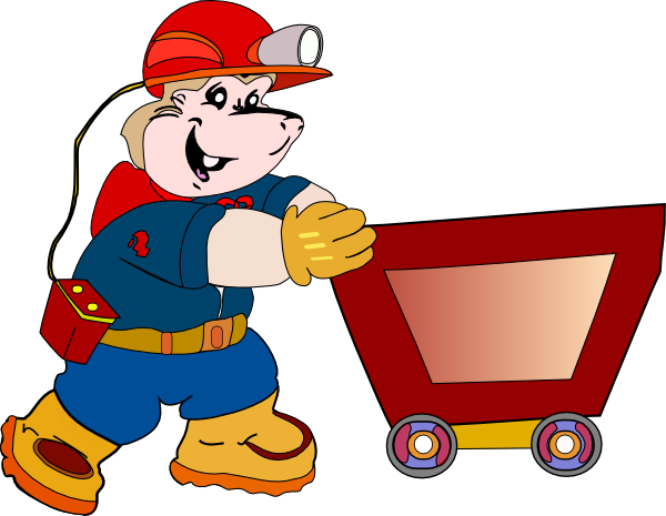 Coal Miner Pushing Cart Round Ornament (600x465)