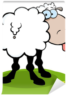 Cartoon Sheep Sticking Out His Tongue Wall Mural • - 3drose Pc_118667_1 Funny Cute Sheep Sticking Tongue (400x400)