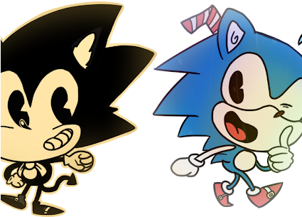 Photo Photo Photo - Cuphead And Bendy And Sonic (424x318)