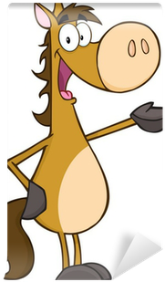 Happy Horse Cartoon Mascot Character Wall Mural • Pixers® - Pferd Sprechblase (400x400)