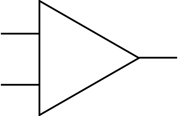 Free Vector Opamp Symbol Clip Art - Op Amp Symbol Png (600x393)
