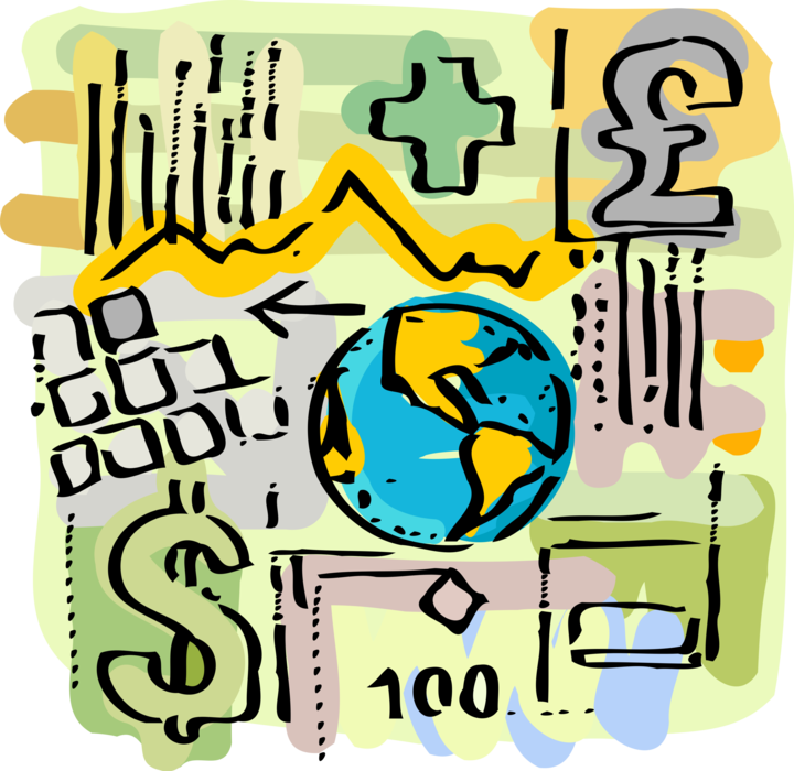 Vector Illustration Of International Finance Planet - Vector Illustration Of International Finance Planet (720x700)