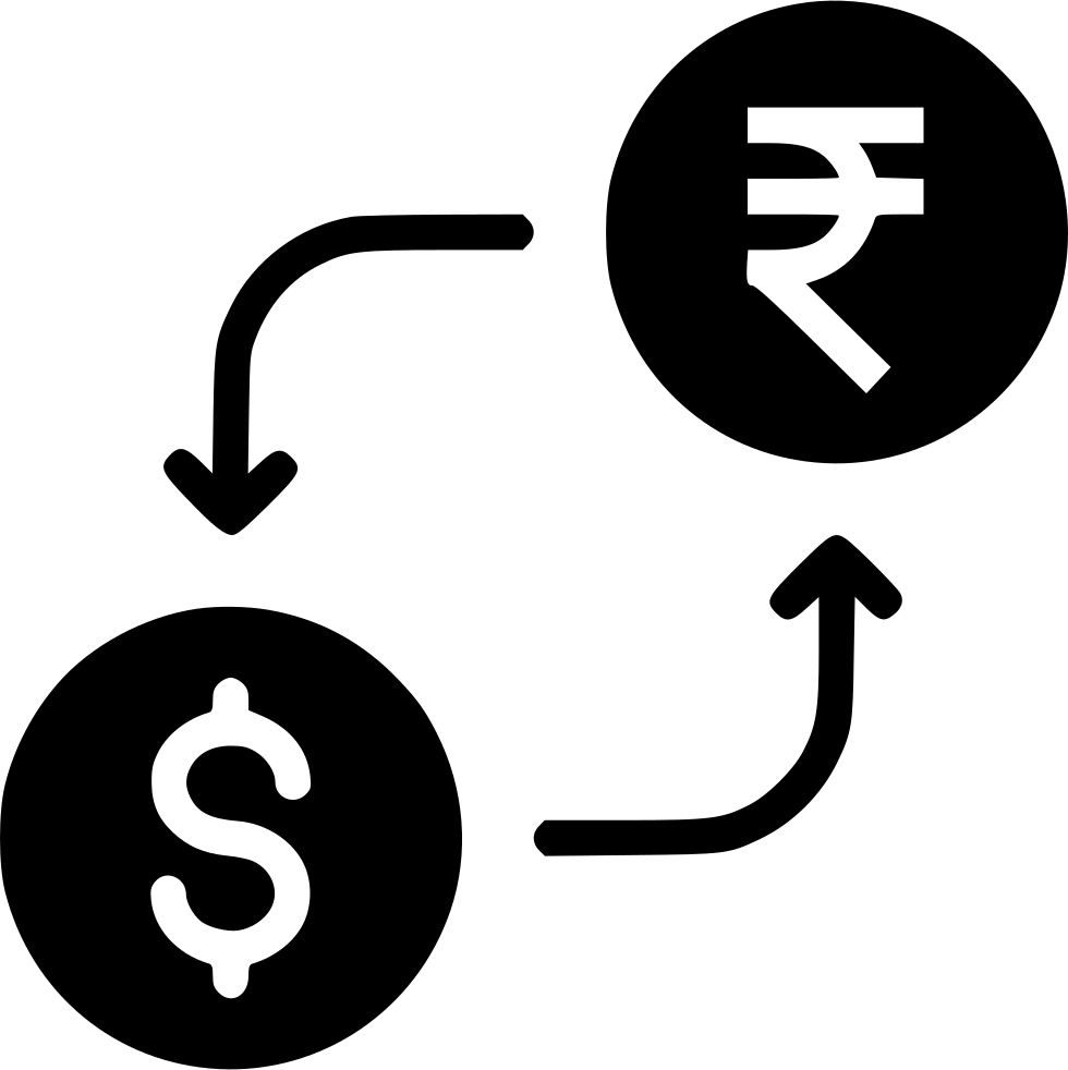 Money Exchange Currency Conversion Indian Rupee Dollar - Dollar To Rupees Icon (980x982)
