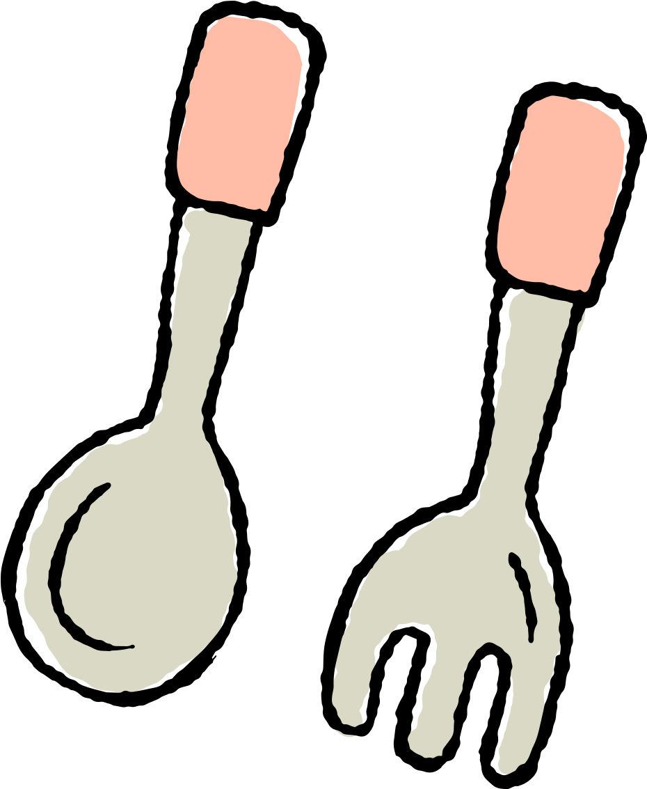 Spoon Fork Spork Clip Art - Cartoon Spoon And Fork Png (1600x1600)