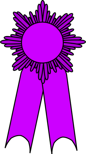 Vector Graphics Of Gold Medal With A Purple Ribbon - Medal Ribbon Clipart Award (418x750)