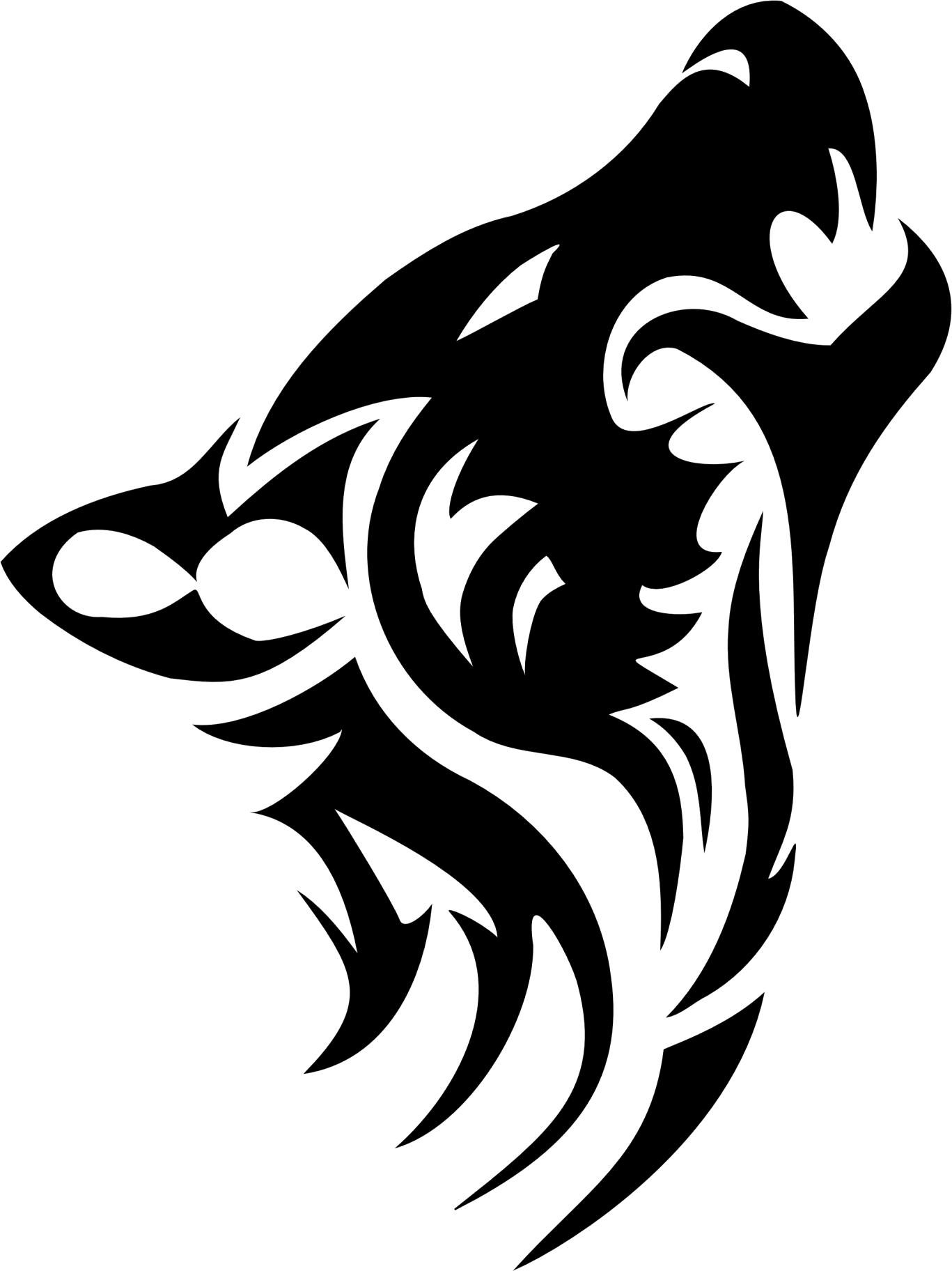 Wolf Tattoos Png Transparent Images - Tribal Wolf Head Tattoo (1367x1824)