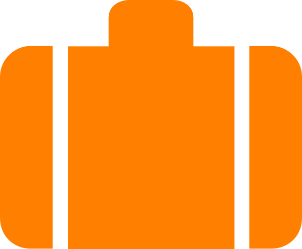 Orange Baggage Symbol Clip Art - Orange Suitcase With Plane Logo (600x496)