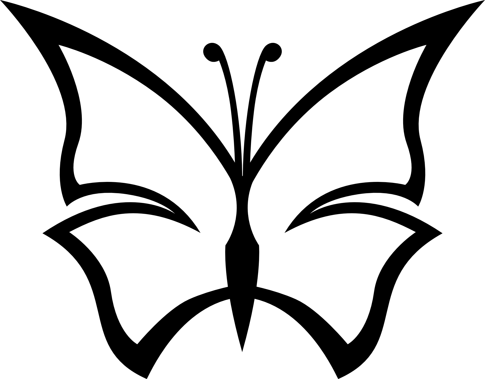 Abstract Butterfly Lemmling Black White Line Art Hunky - Butterfly Clip Art (1979x1548)
