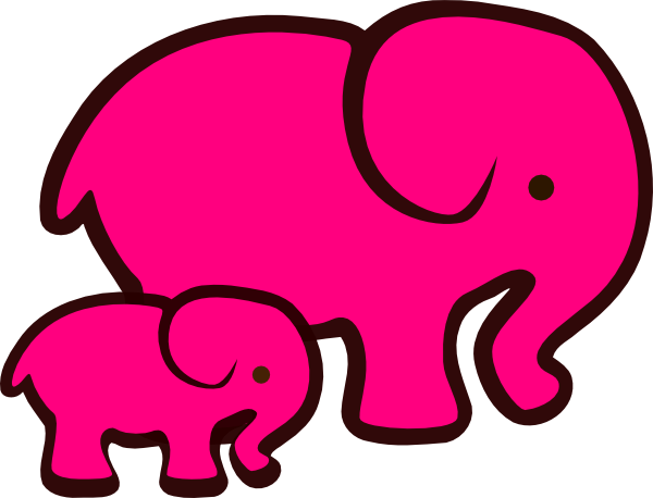 Elephant And Baby Svg (600x458)