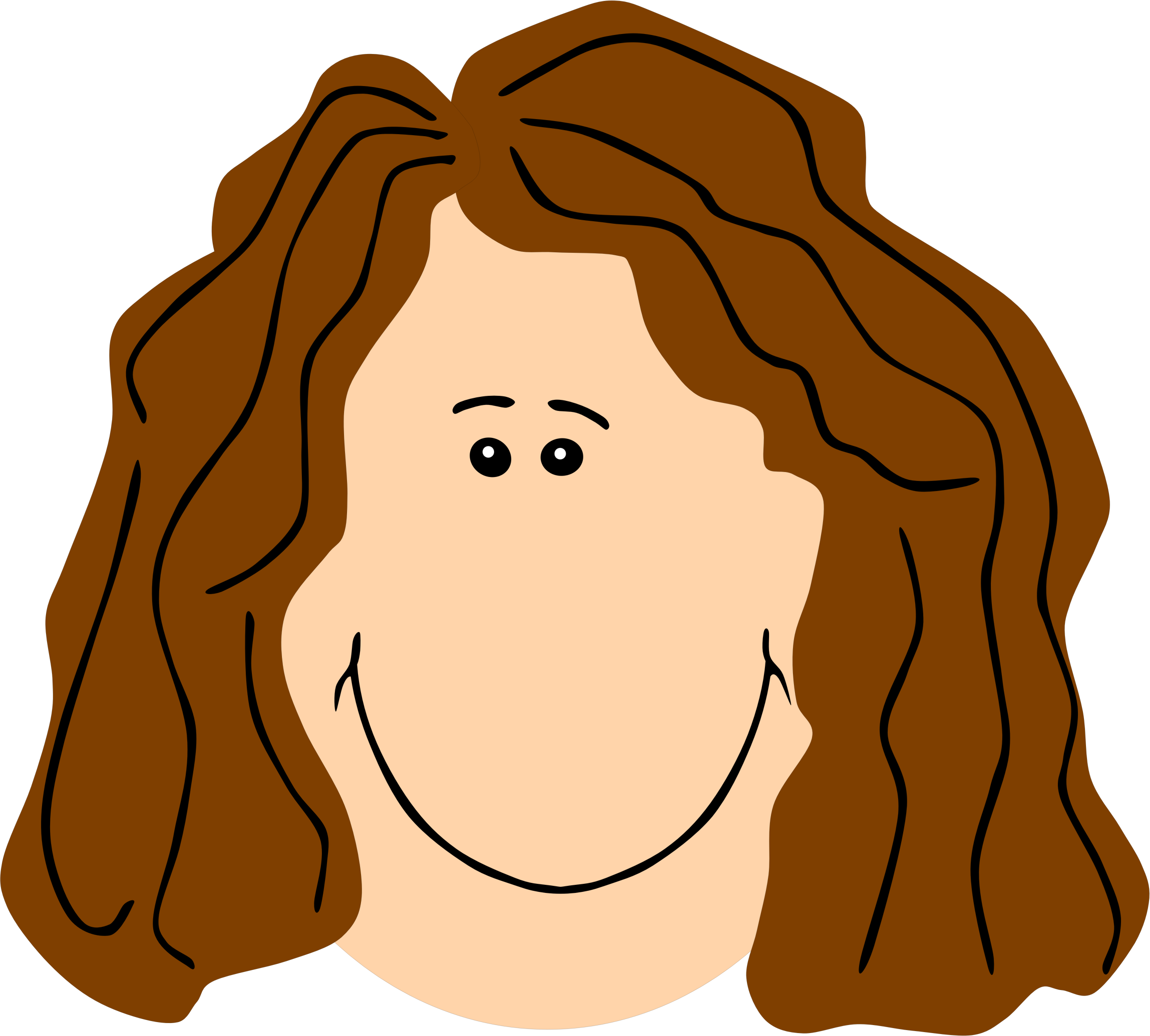 Mommy Clipart Mother Face - Cartoon With Brown Hair (2297x2070)