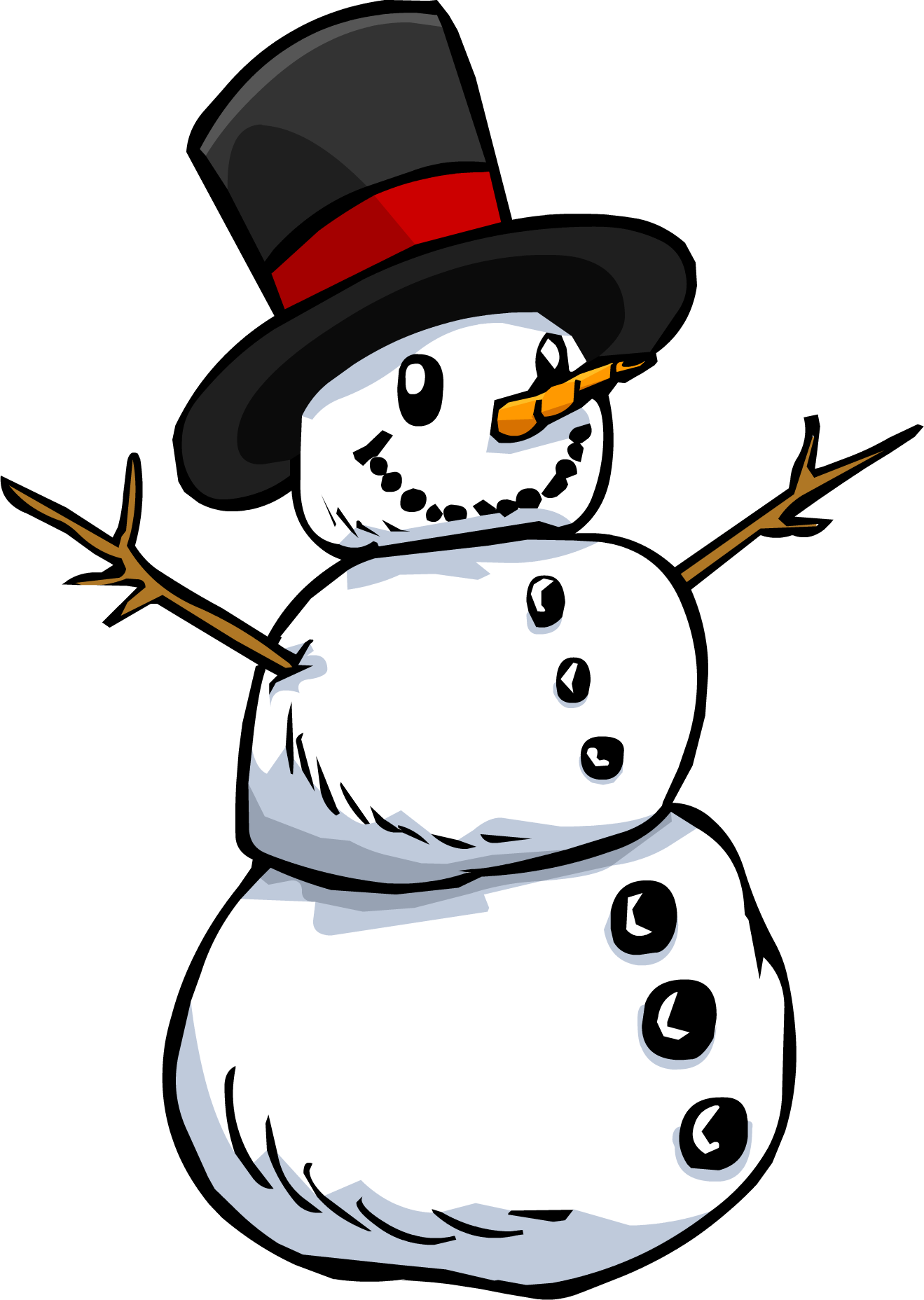 Snowman Clipart Transparent - Snowman With Top Hat (1735x2441)