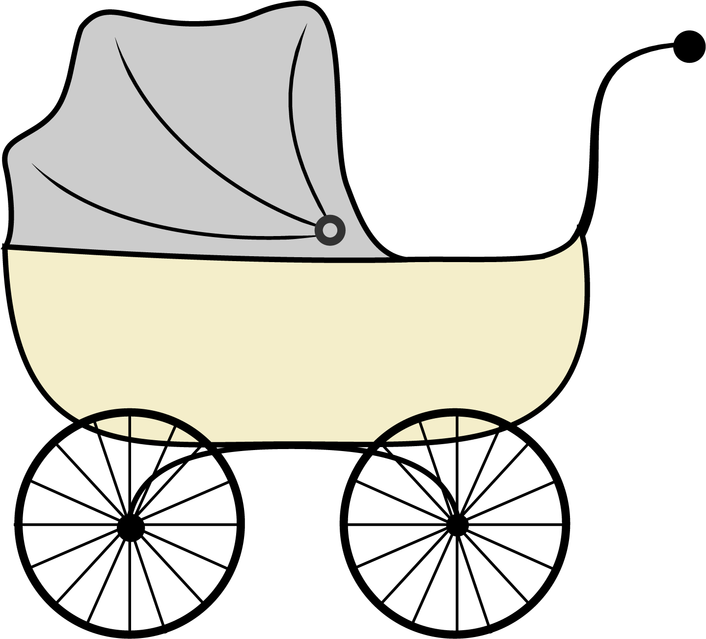 Vintage - Stroller Clipart (1500x1328)