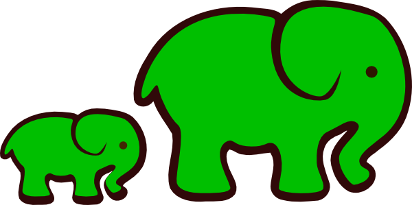 Green Elephant Clipart - Green Elephant Clipart (600x299)