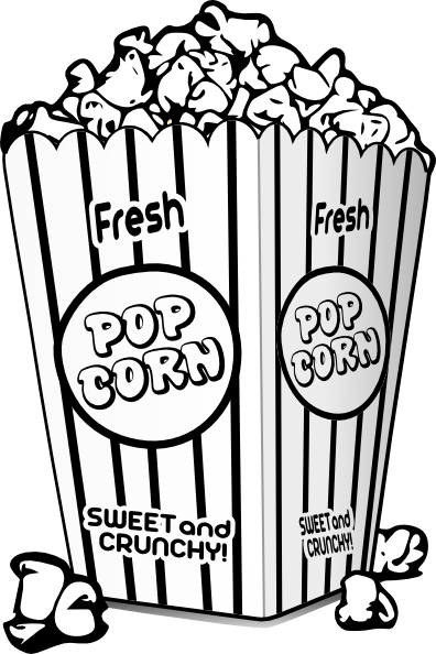 Popcorn Black And White Clip Art - Popcorn Black And White (396x594)