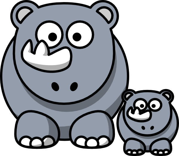 Baby Rhino Clip Art - Cartoon Rhino Clipart (600x522)