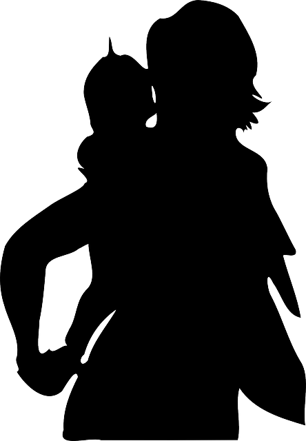 Carrying Baby, Back, Silhouette, Mom, Mother, Her, - Mother Carrying Baby Silhouette (444x640)