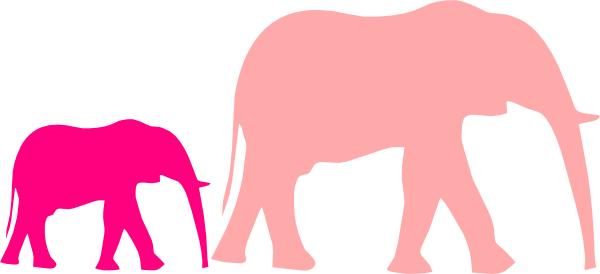 Pink Baby Shower Elephant Mom And Baby Clip Art - Elephant Clip Art (600x274)