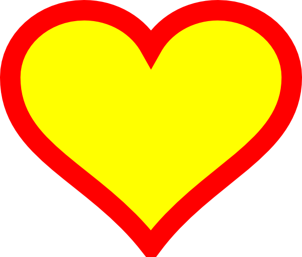 Green Heart Clip Art - Yellow And Red Heart (600x511)
